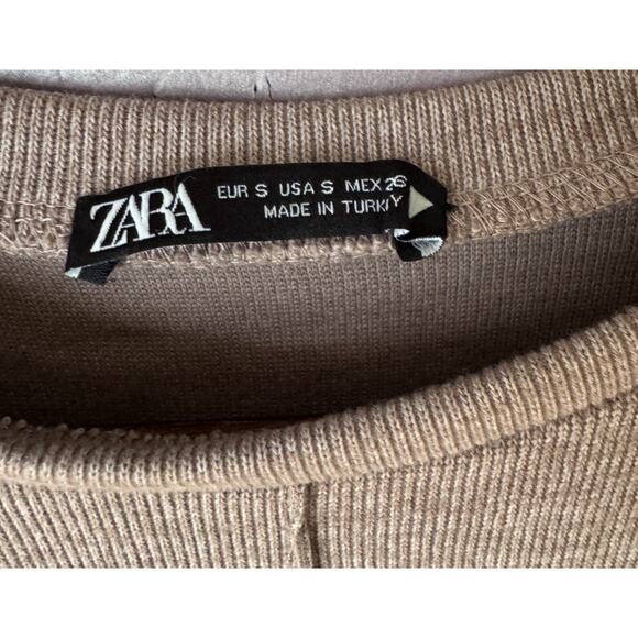 Zara Beige Ribbed Knit Sleeveless Dress S - Minimalist Cottagecore - Picture 3 of 3